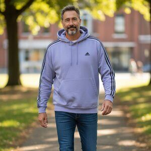 Adidas Men’s Essentials 3‑Stripes Fleece Hoodie Blue Spark JJ3309 Size 2XL